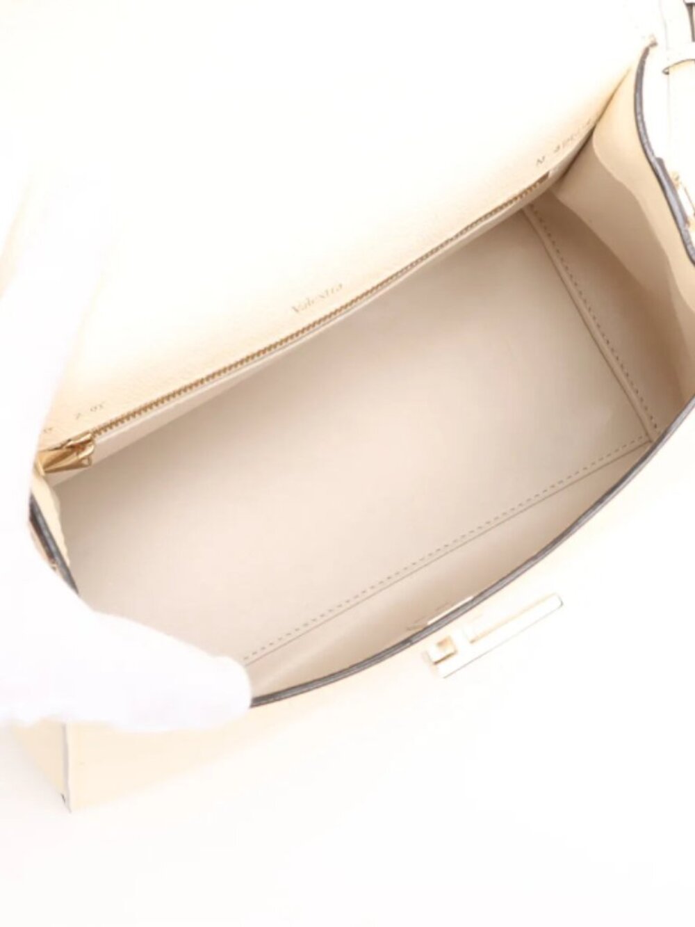 The Valextra Medium Iside Leather Two-Way Handbag in Beige is a refined and eleg - Picture 8 of 15